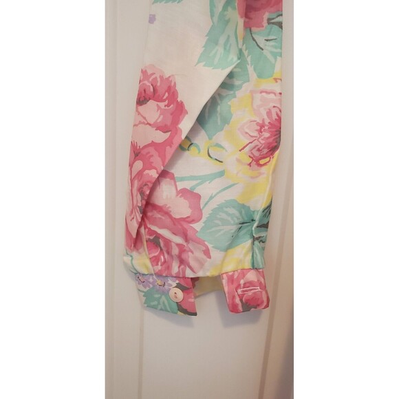 Vtg 1980s Ellen Hart Original Pink Pastel Floral Shirt Dress W/ Belt Flower 22 T - Picture 9 of 16